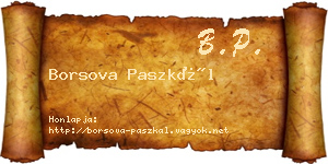 Borsova Paszkál névjegykártya